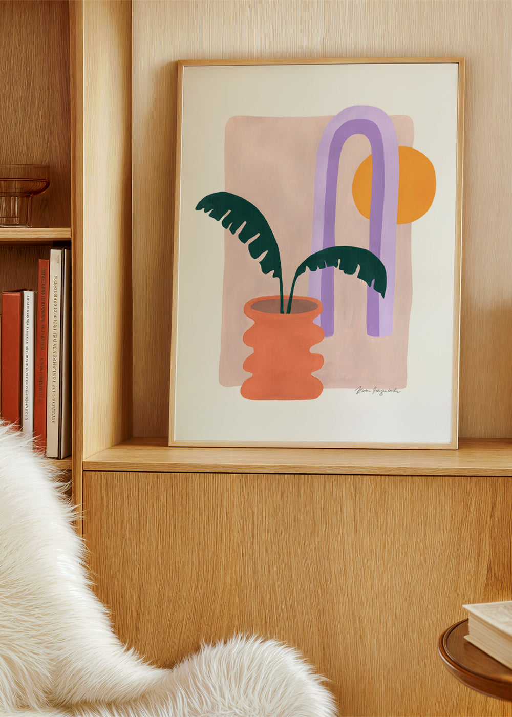 Botanisk plakat med plante i terracotta krukke