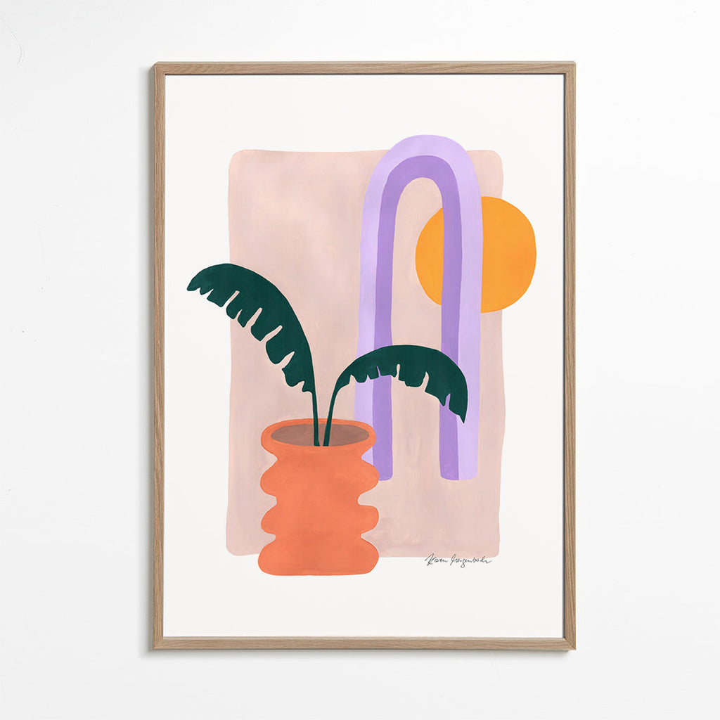 Botanisk plakat med plante i terracotta krukke