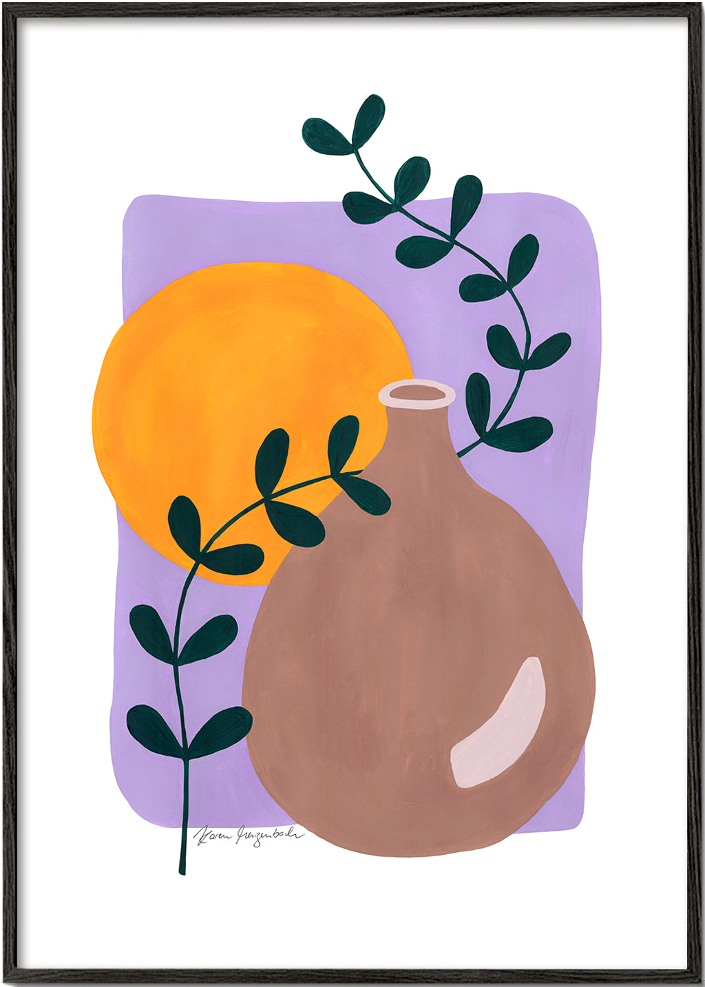 Botanisk plakat med vase og gren