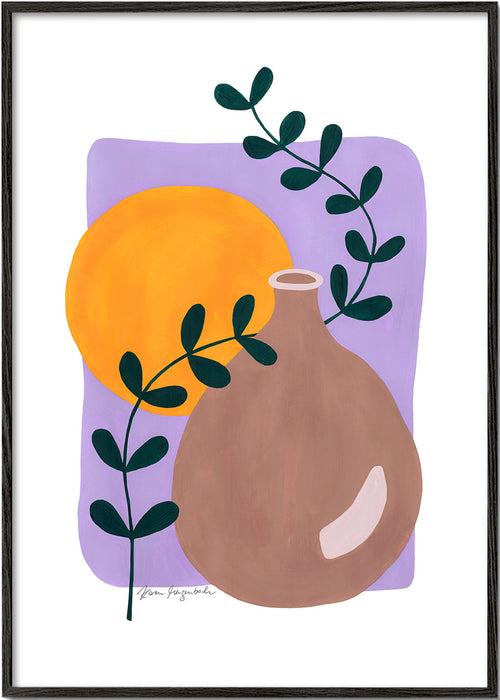 Botanisk plakat med vase og gren