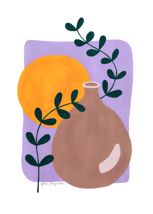 Botanisk plakat med vase og gren