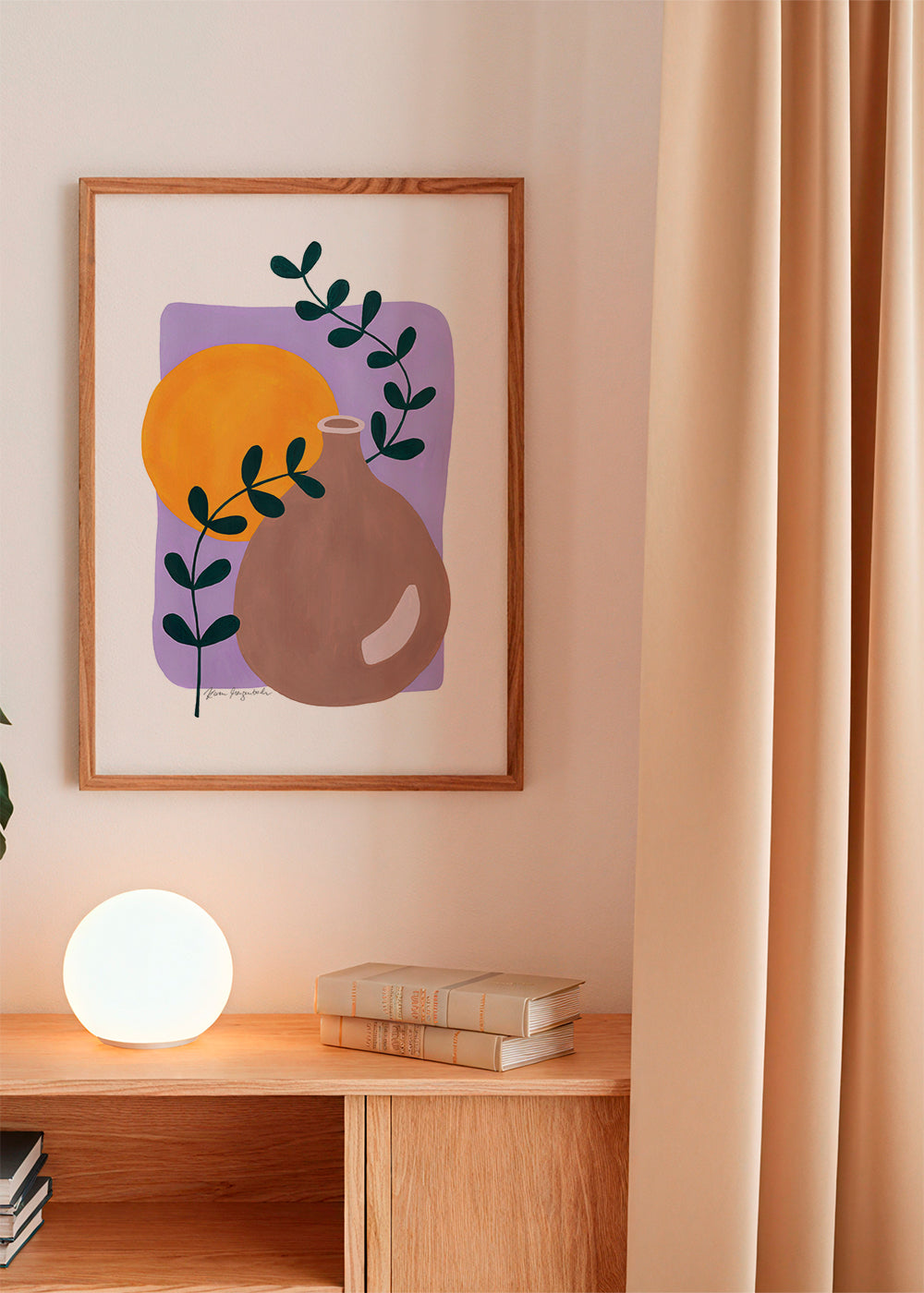 Botanisk plakat med vase og gren
