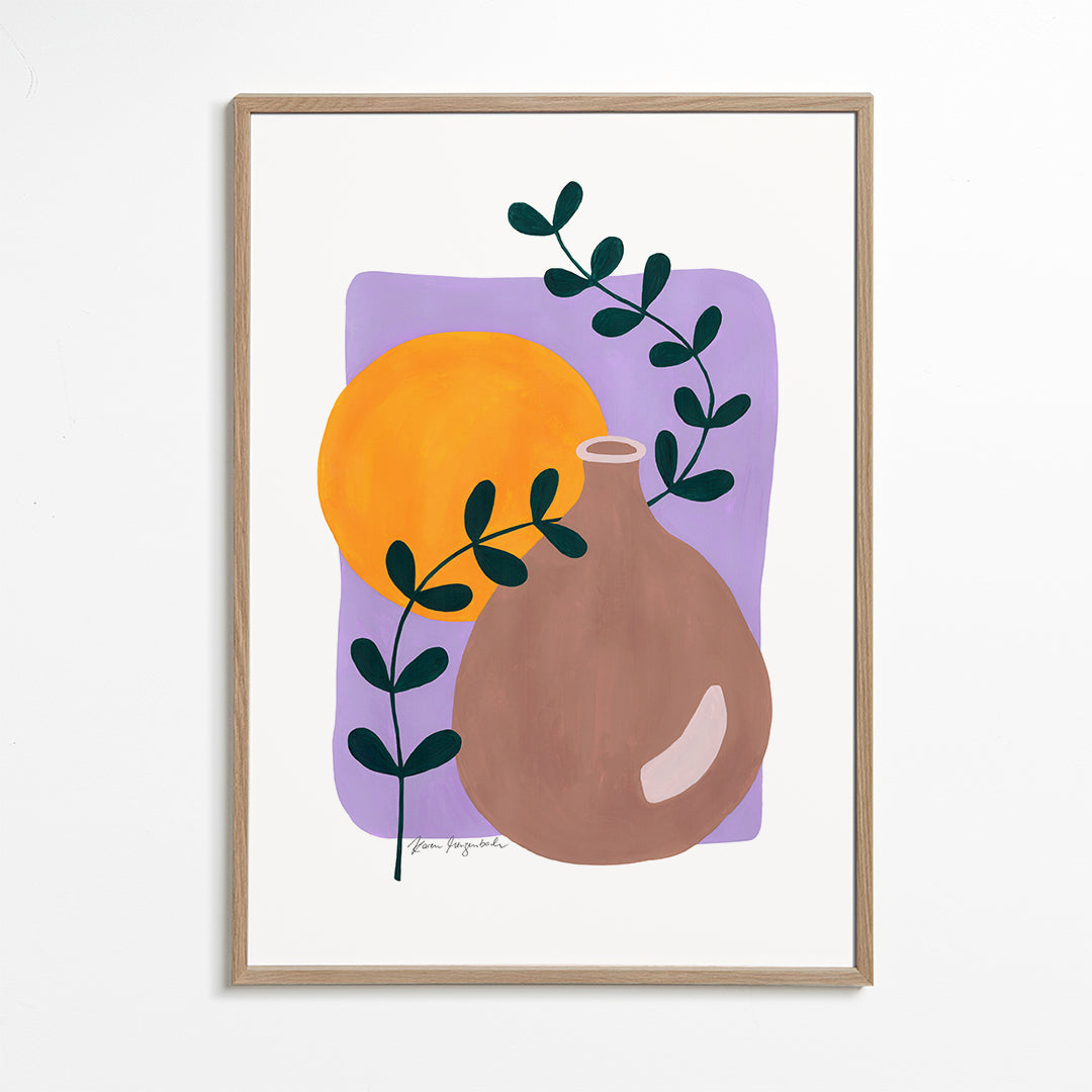 Botanisk plakat med vase og gren