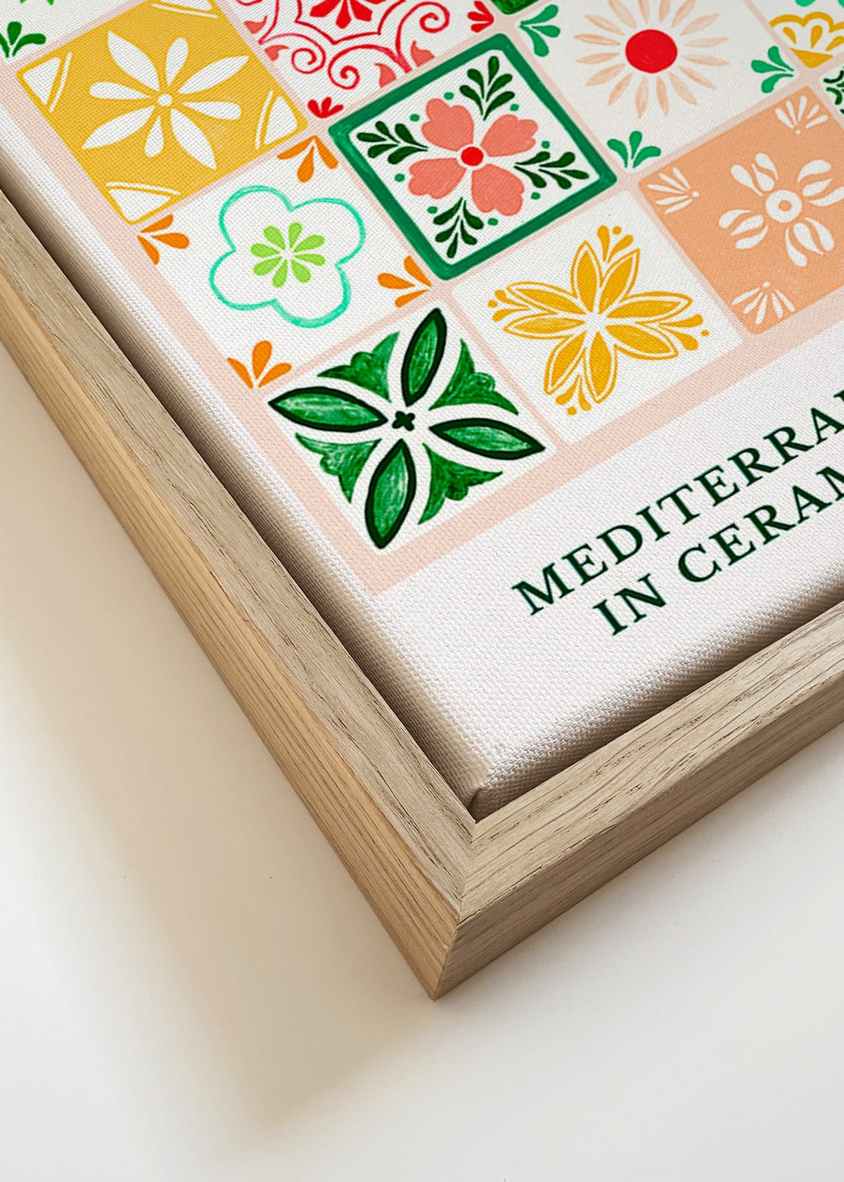 Botanisk plakat med middelhavsflise-motiver
