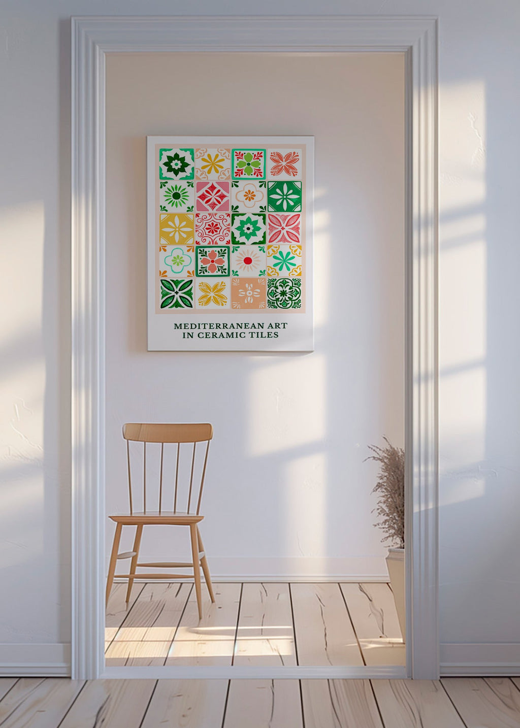 Botanisk plakat med middelhavsflise-motiver