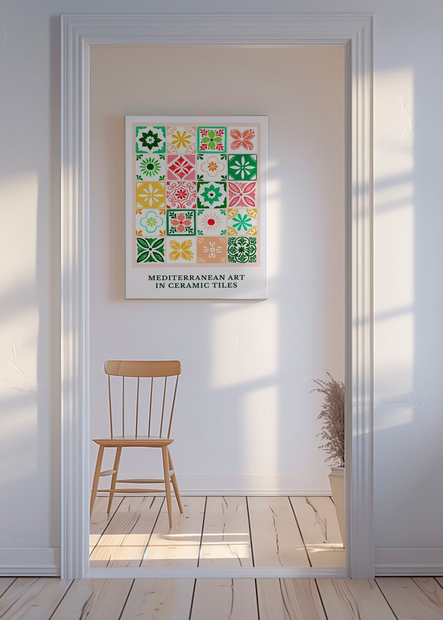 Botanisk plakat med middelhavsflise-motiver