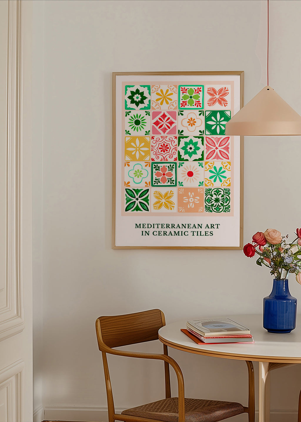 Botanisk plakat med middelhavsflise-motiver