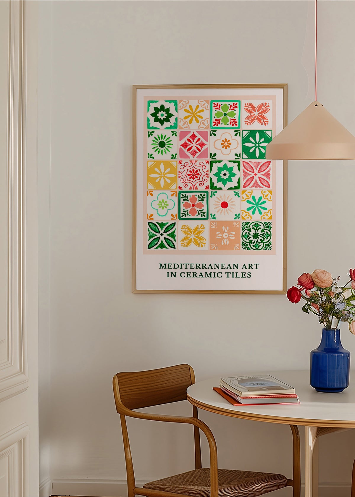 Botanisk plakat med middelhavsflise-motiver