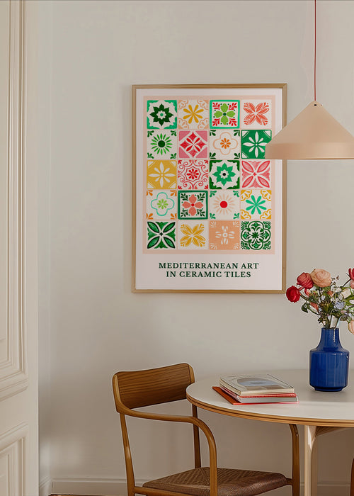 Botanisk plakat med middelhavsflise-motiver