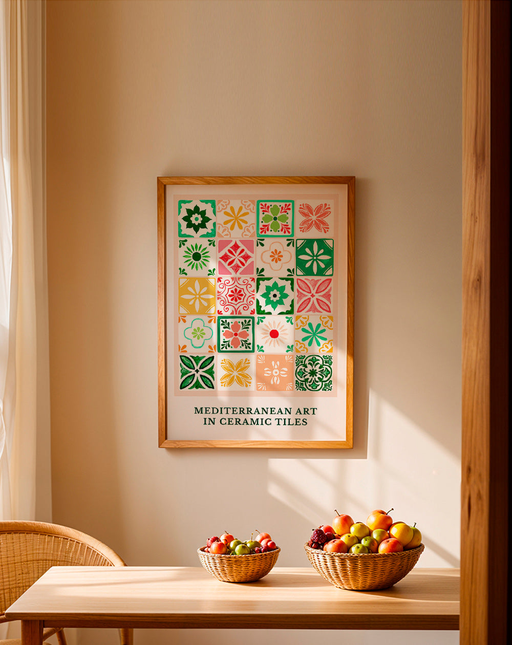 Botanisk plakat med middelhavsflise-motiver