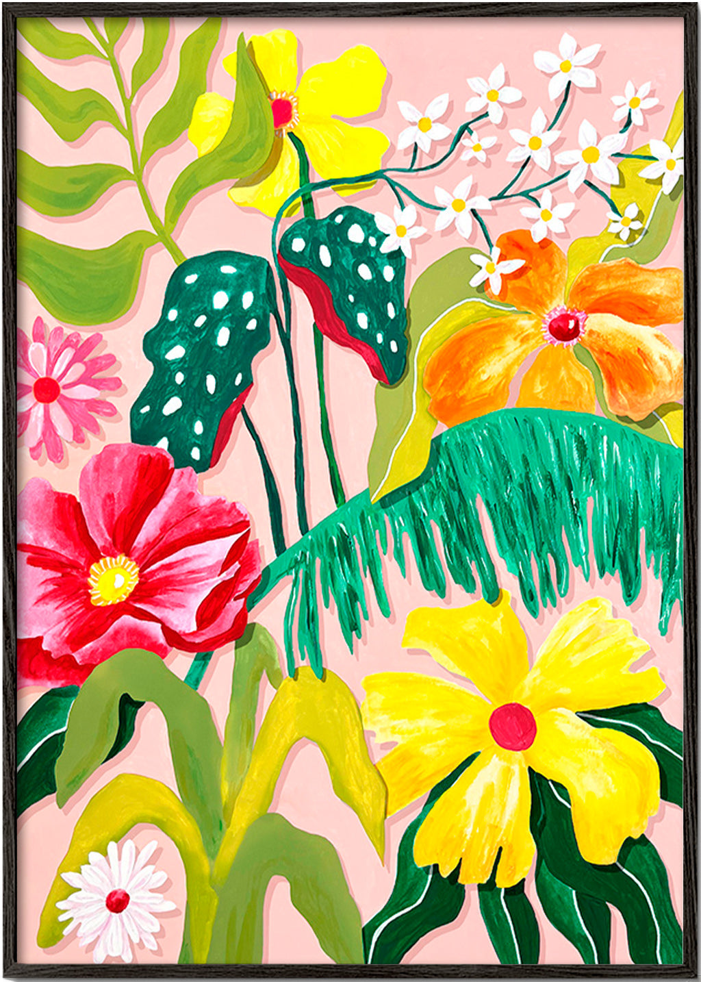 Botanisk plakat med livlige blomster
