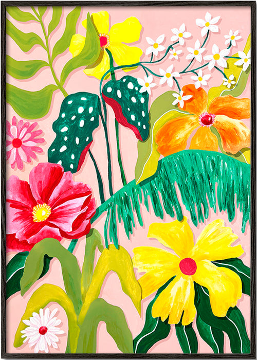 Botanisk plakat med livlige blomster