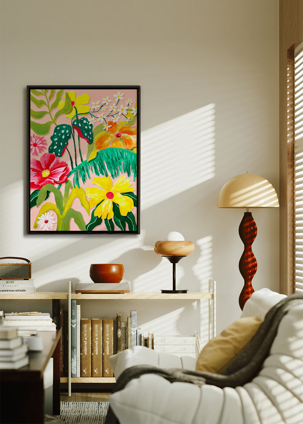 Botanisk plakat med livlige blomster