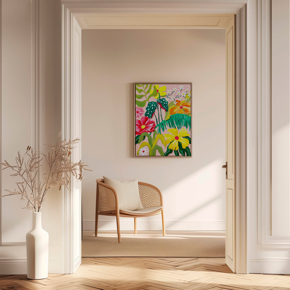 Botanisk plakat med livlige blomster