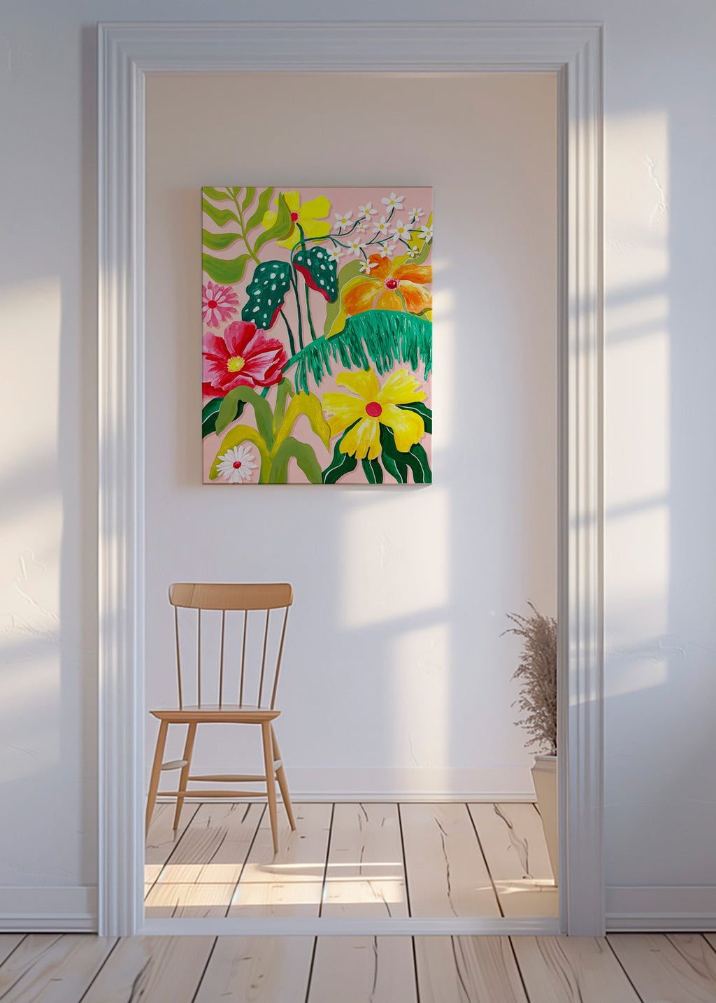 Botanisk plakat med livlige blomster
