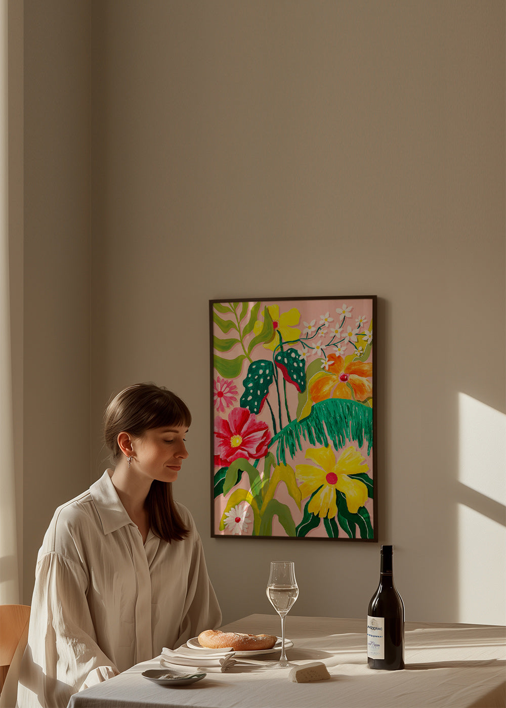 Botanisk plakat med livlige blomster