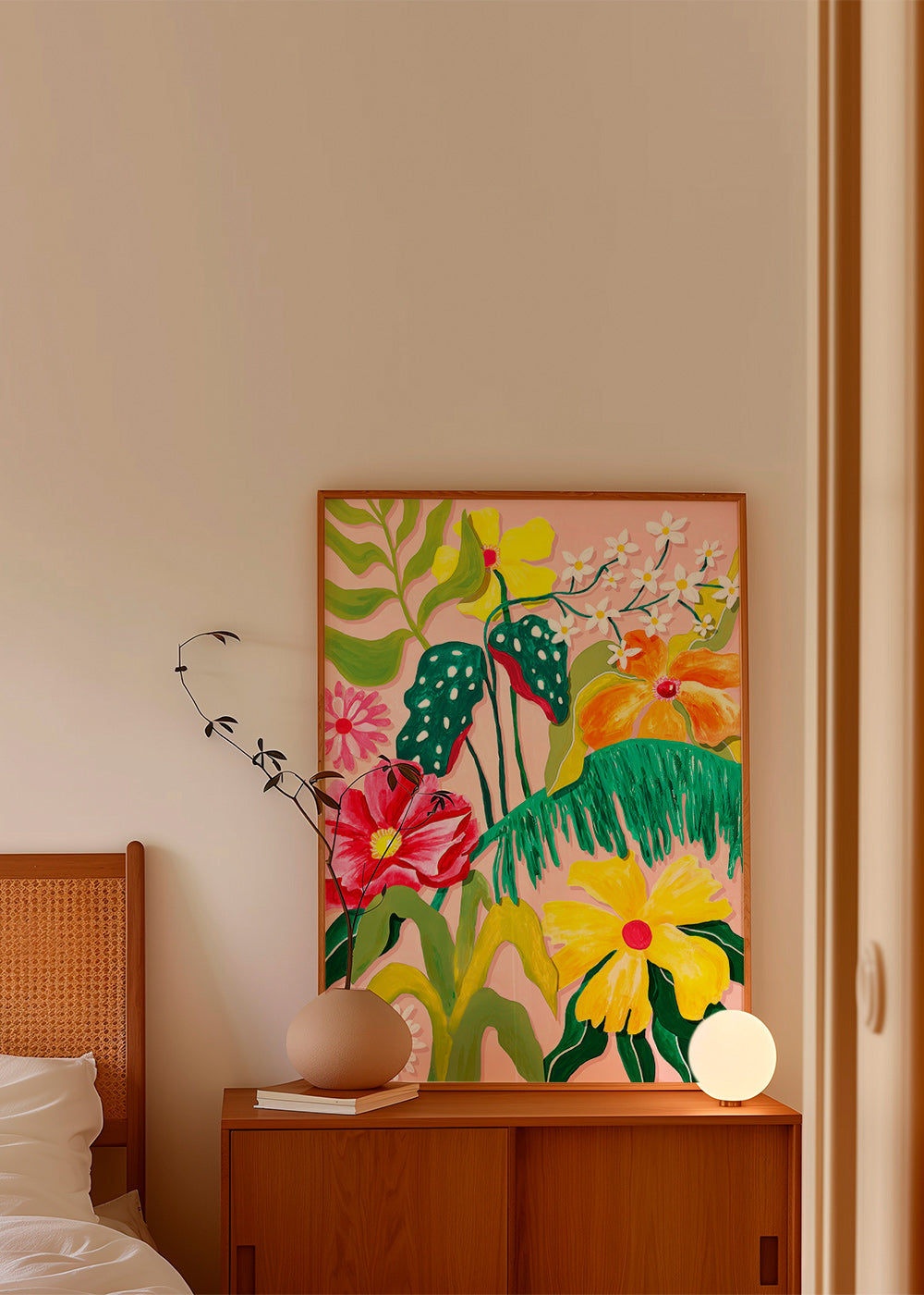 Botanisk plakat med livlige blomster