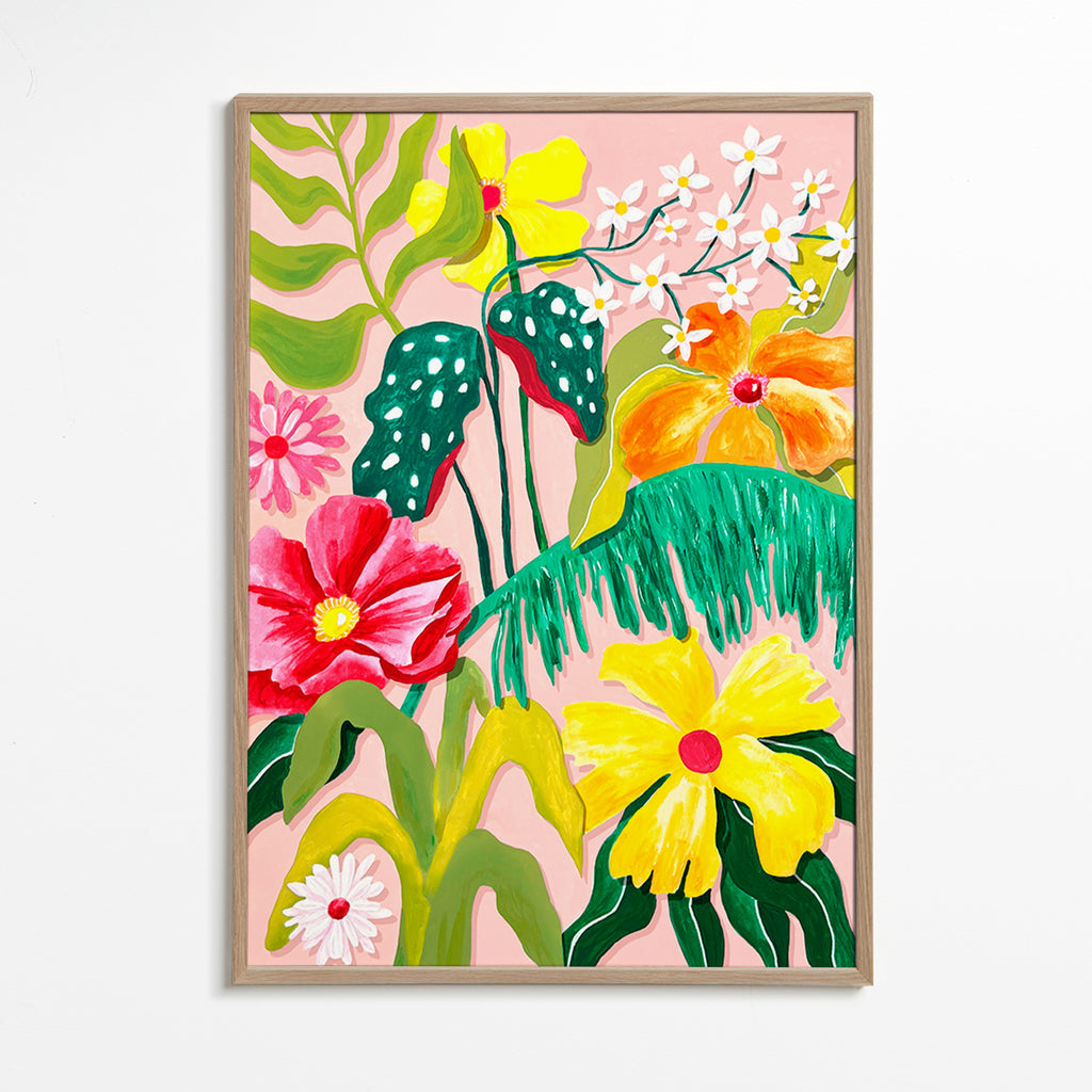 Botanisk plakat med livlige blomster