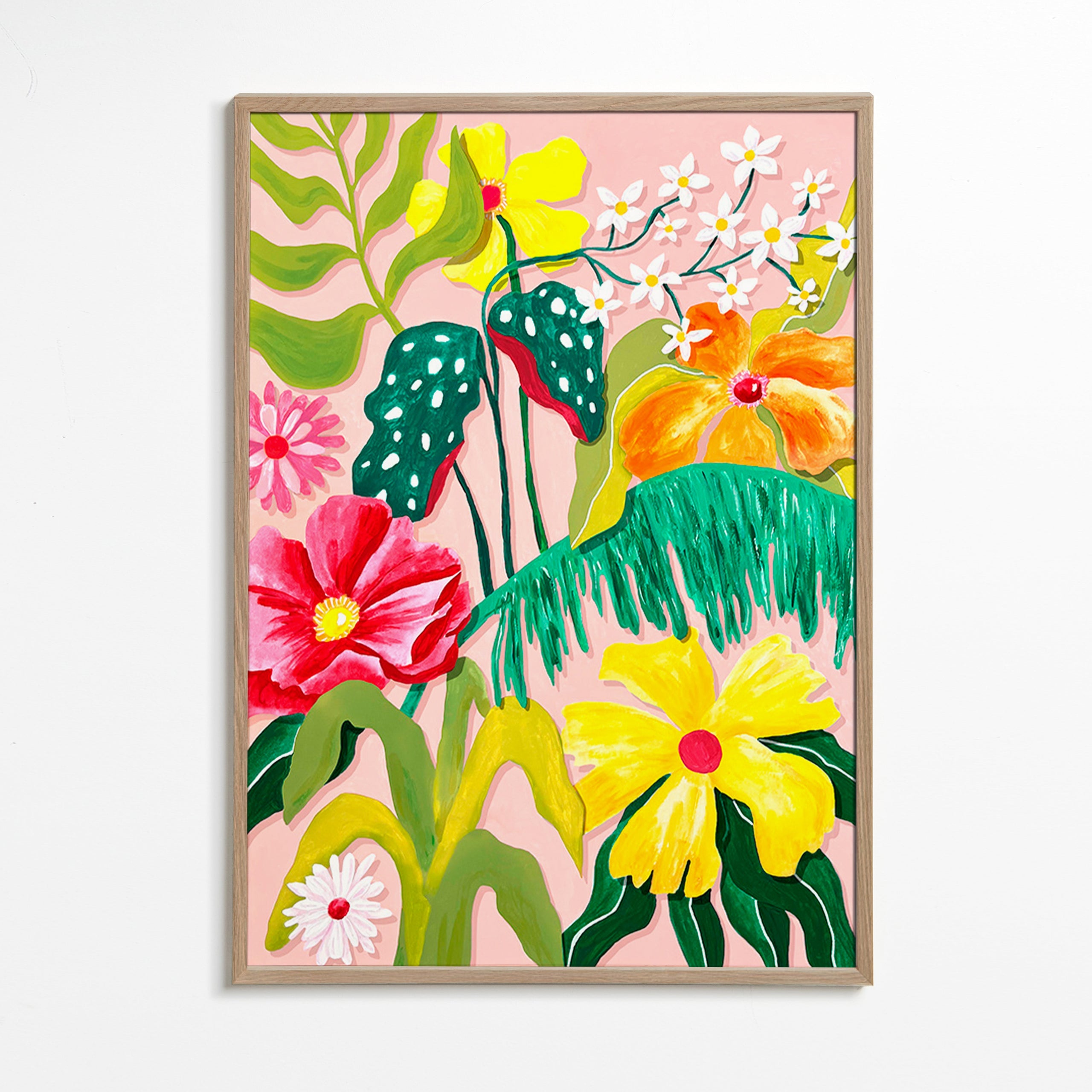 Botanisk plakat med livlige blomster