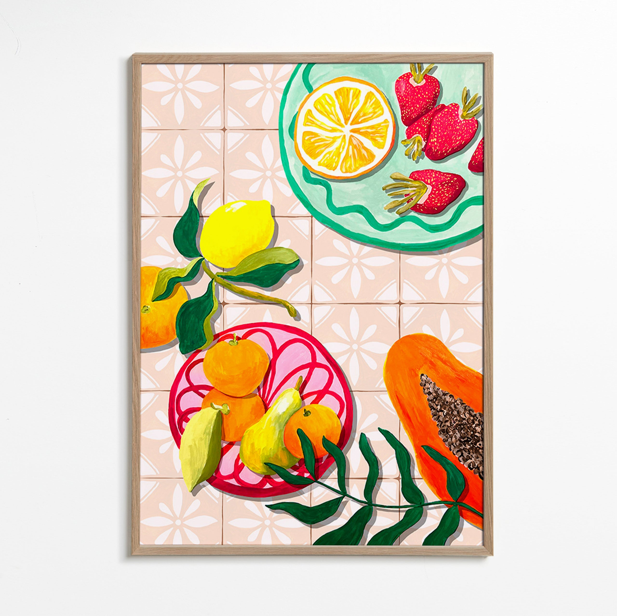 Køkkenkunst med frugt og keramik