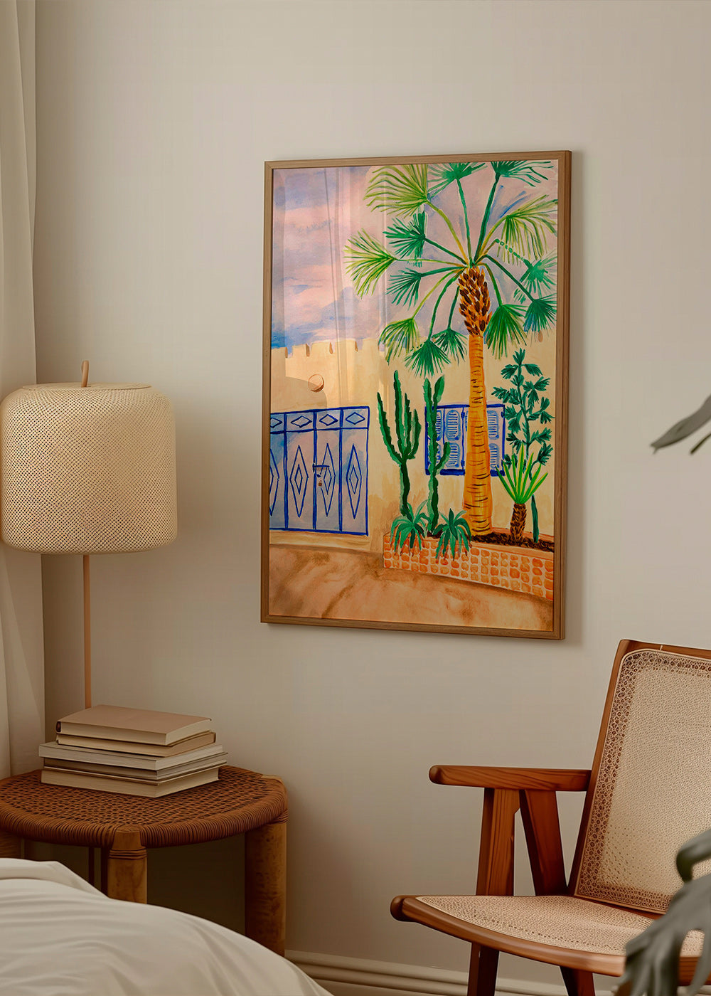 Bykunst: marokkansk gade med palme