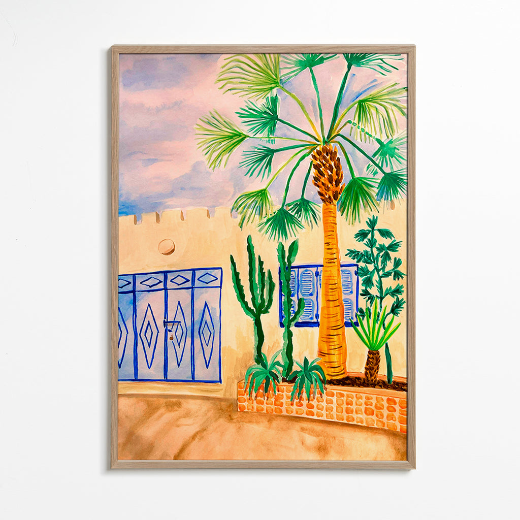 Bykunst: marokkansk gade med palme