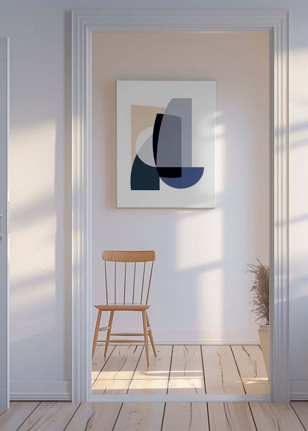 Abstrakt værk med overlappende geometriske former