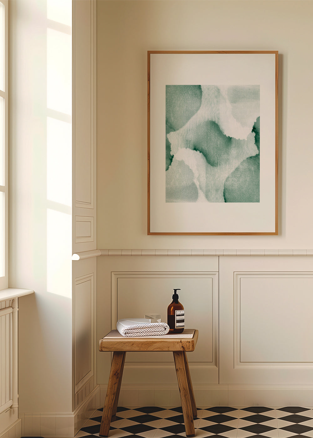 Grøn akvarel abstrakt kunst