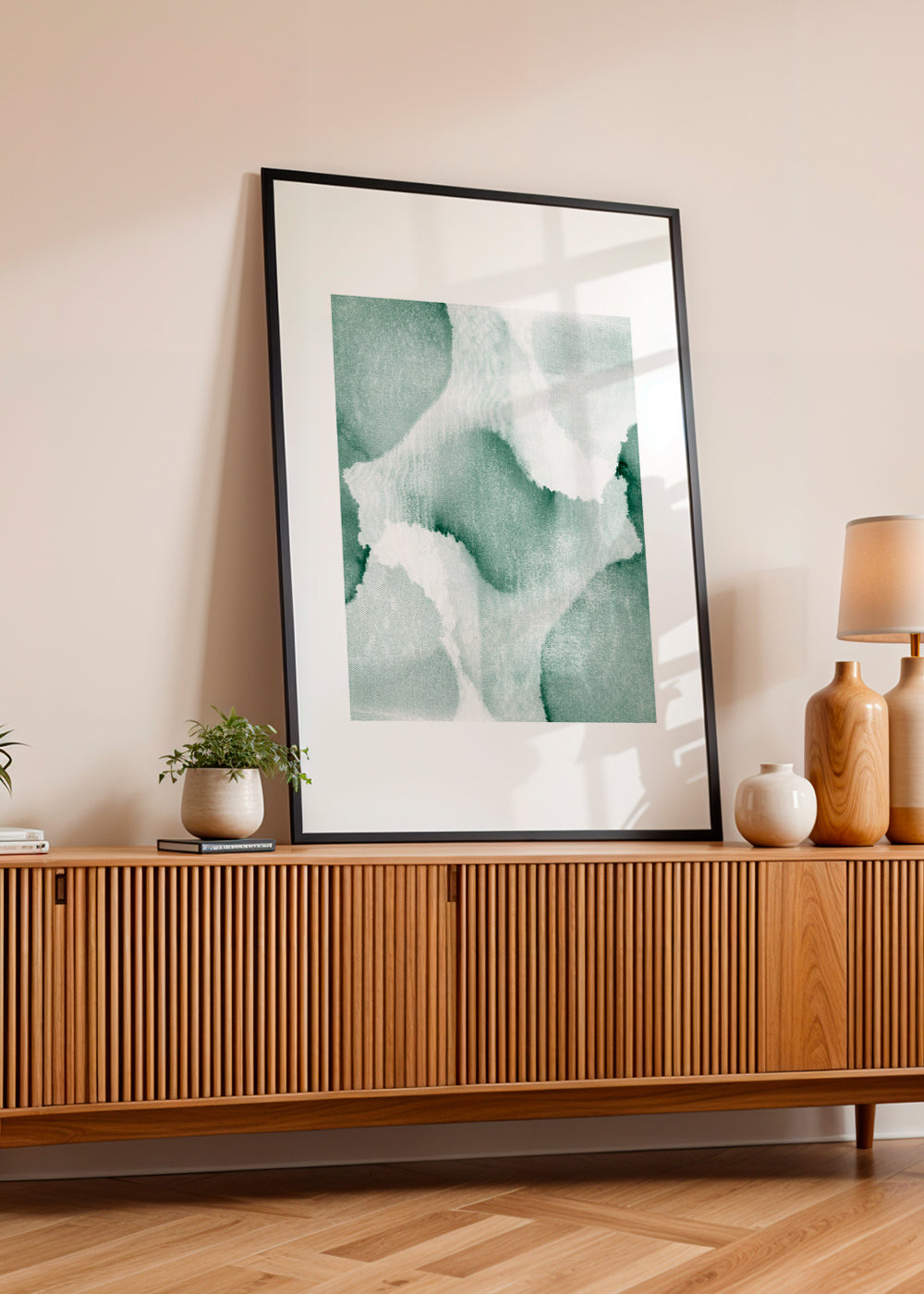 Grøn akvarel abstrakt kunst