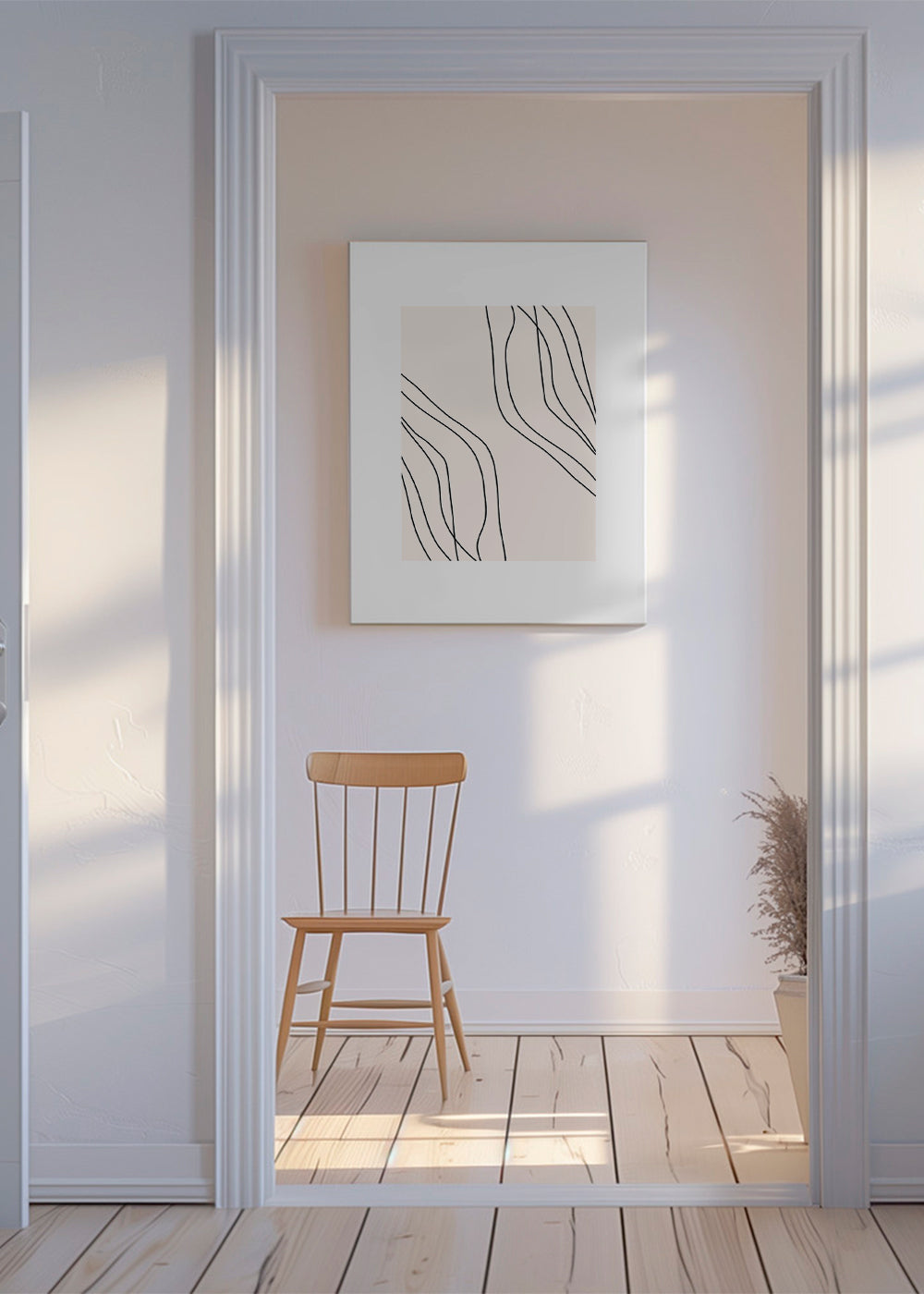 Minimalistisk plakat med organiske linjer