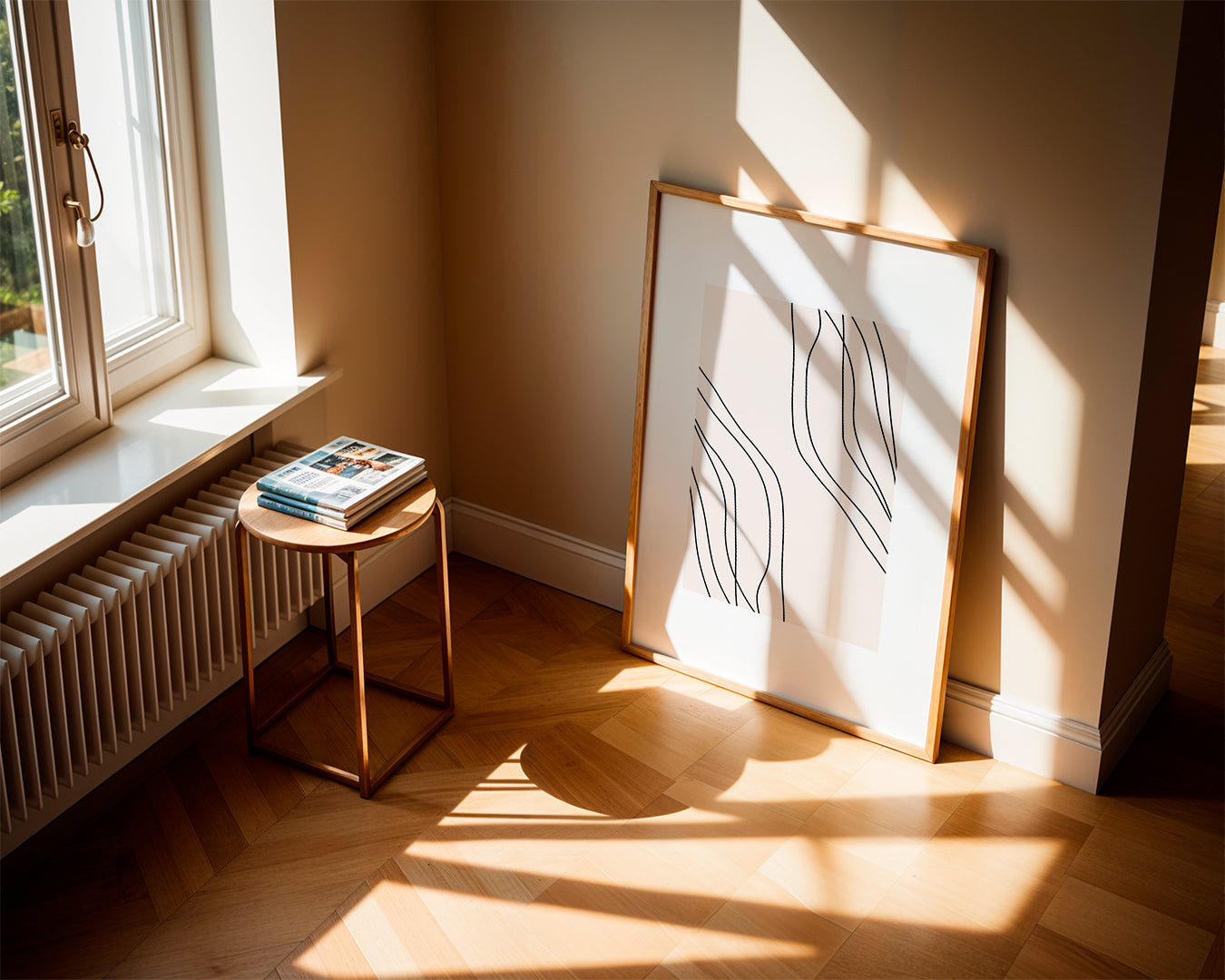 Minimalistisk plakat med organiske linjer