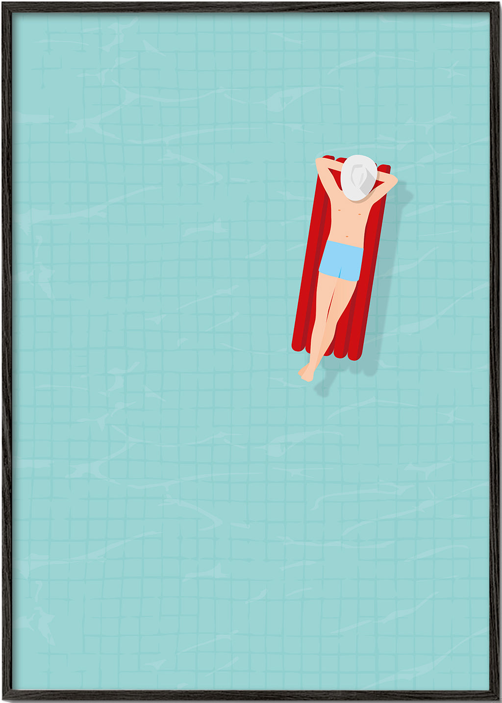 Illustration rød luftmadras i pool