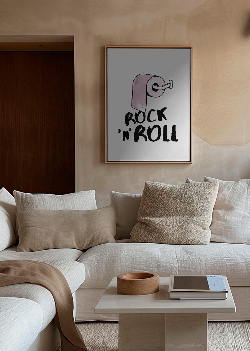 Rock-illustration med lyserød toiletpapir