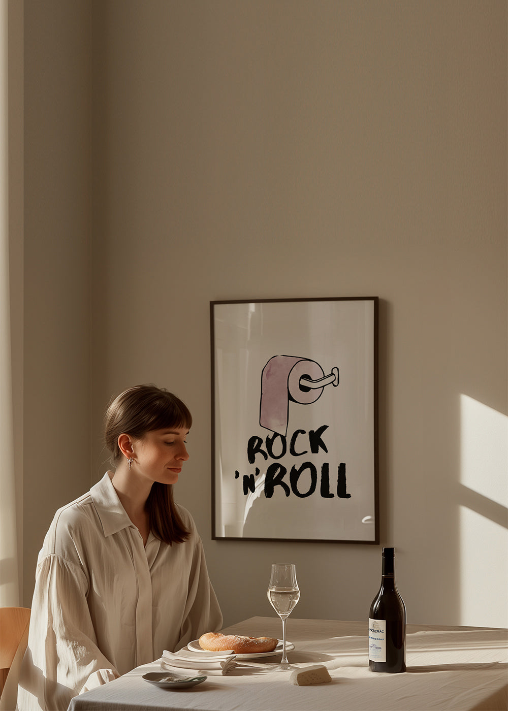 Rock-illustration med lyserød toiletpapir