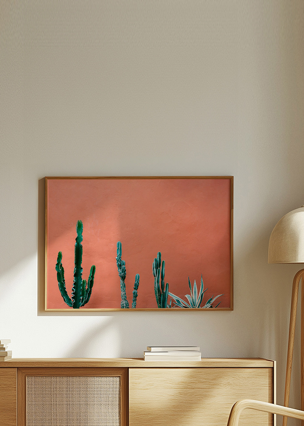 Botanisk plakat med kaktus på terracottavæg – Product1
