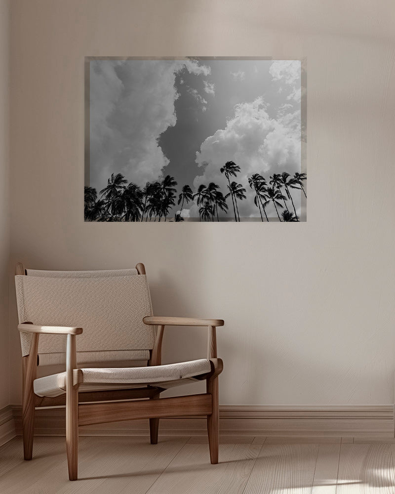 Landskabskunst med palmer og dramatisk himmel – Canvas