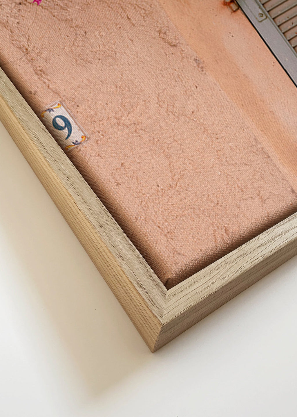 Botanisk plakat med bougainvillea over gammel dør – Canvas detail