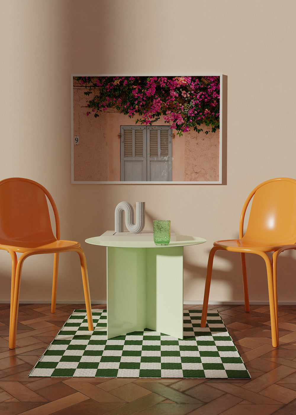 Botanisk plakat med bougainvillea over gammel dør – Product3