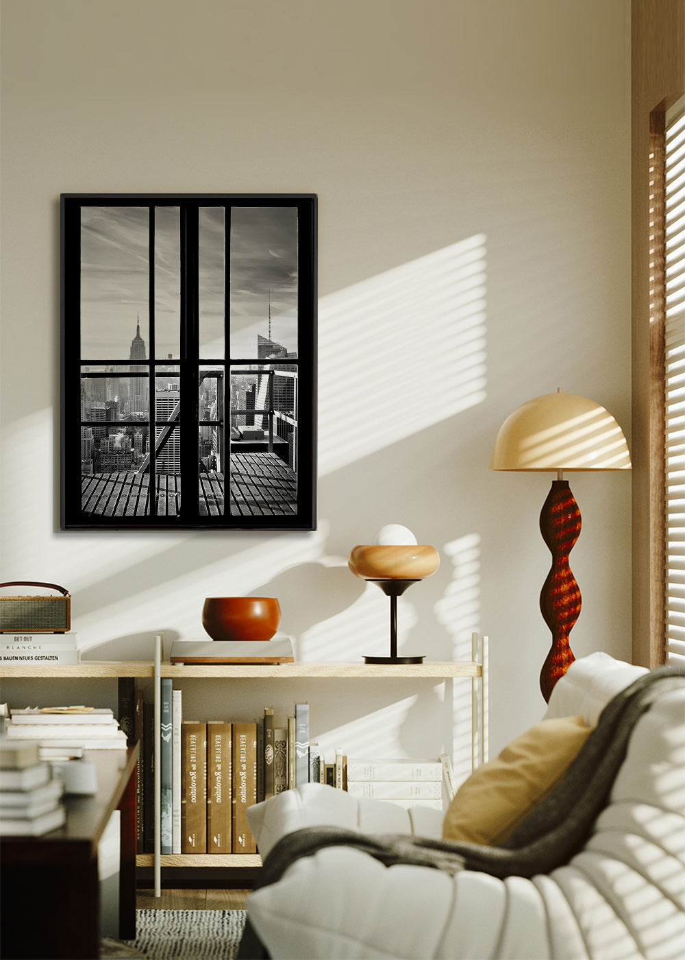 Bybillede indrammet af vindue – Canvas2