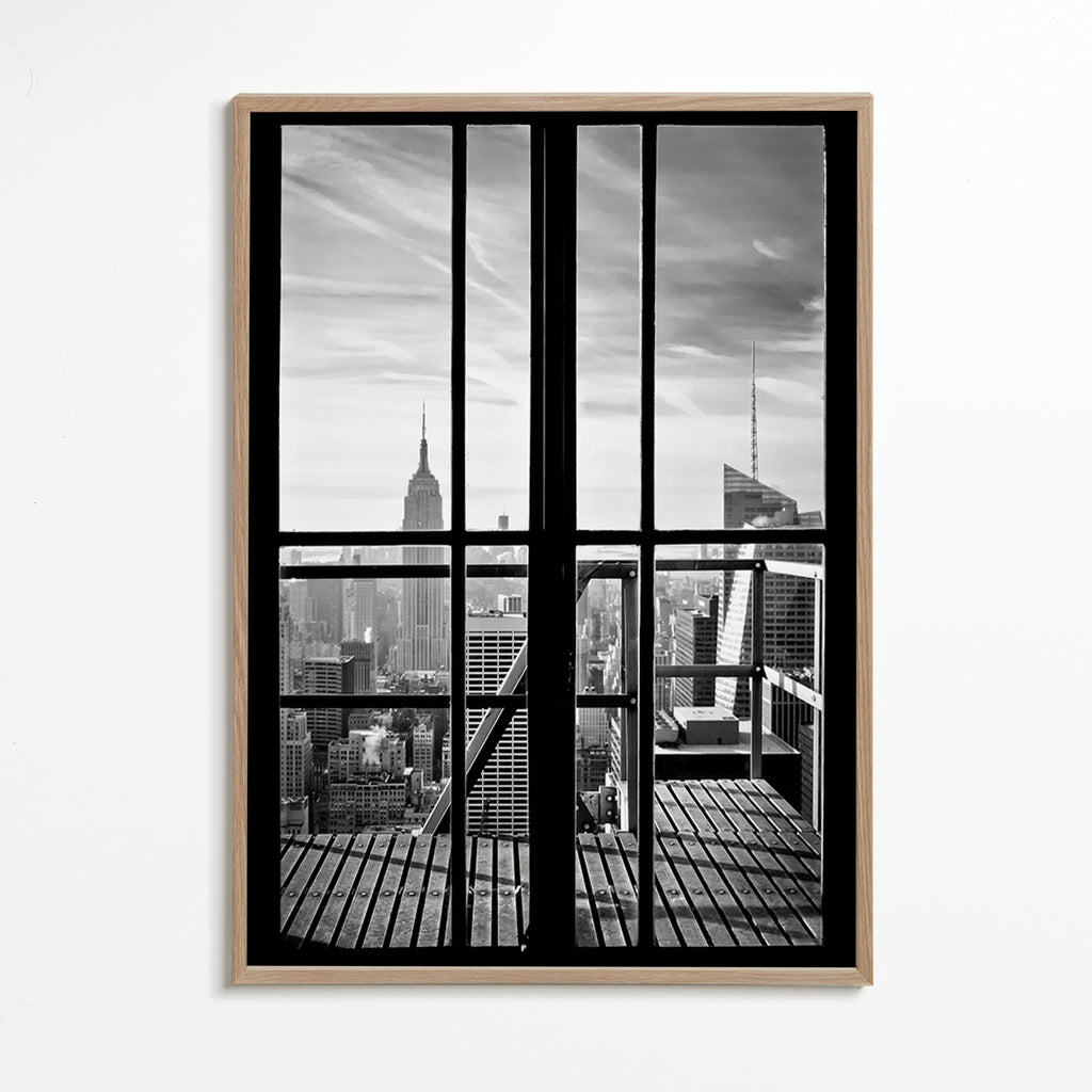 Bybillede indrammet af vindue – Oak Frame