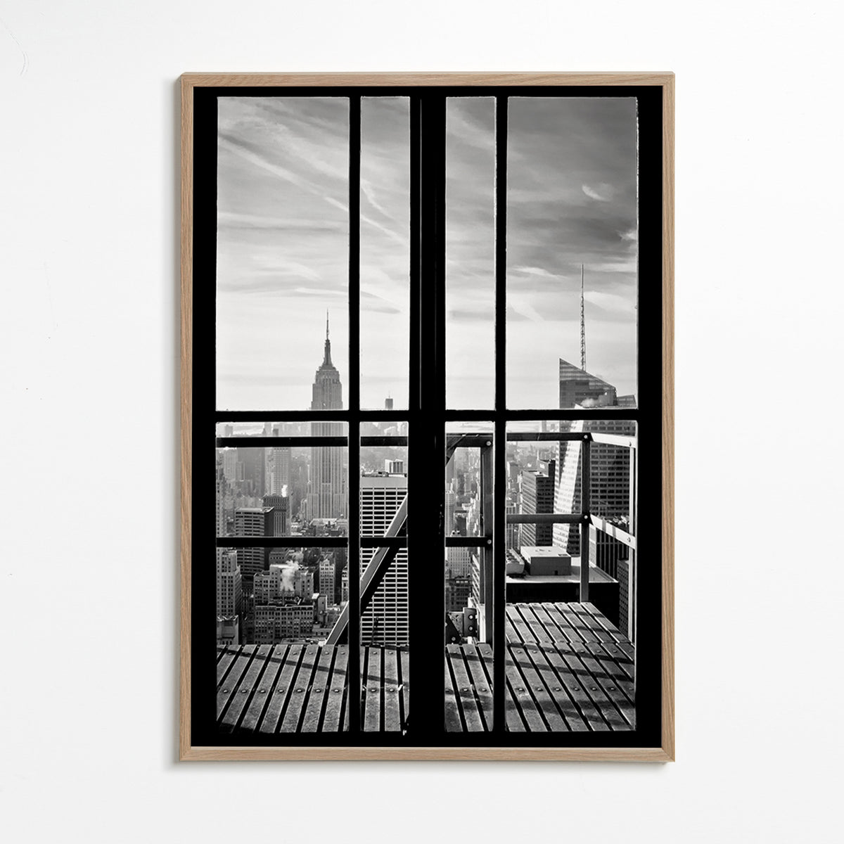 Bybillede indrammet af vindue – Oak Frame