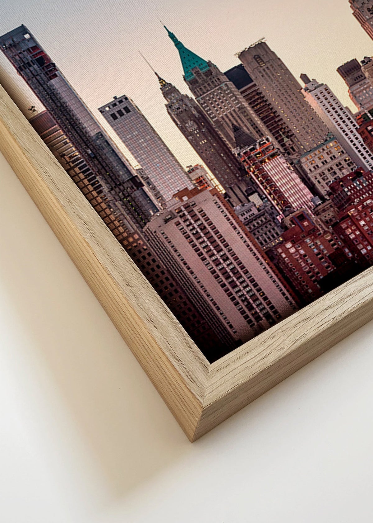 Byplakat med skyline ved skumring – Canvas detail