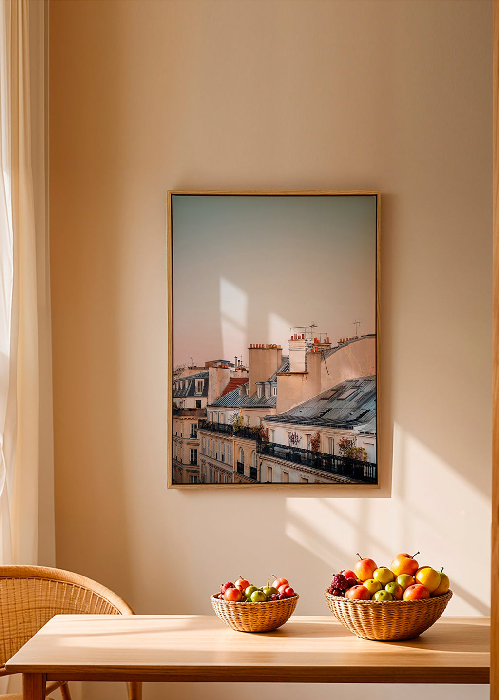 Byplakat med tage i morgengry – Canvas2