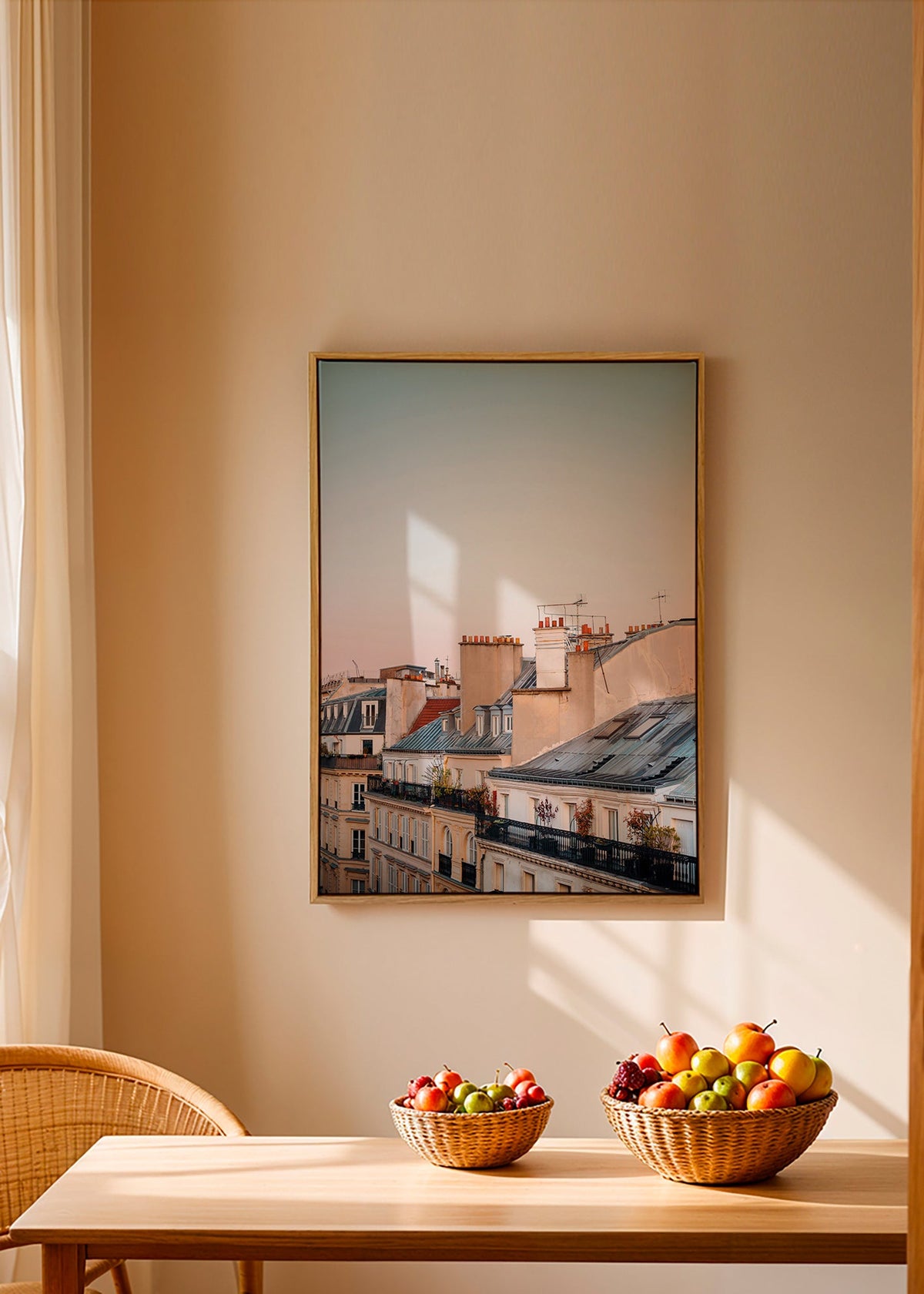 Byplakat med tage i morgengry – Canvas2
