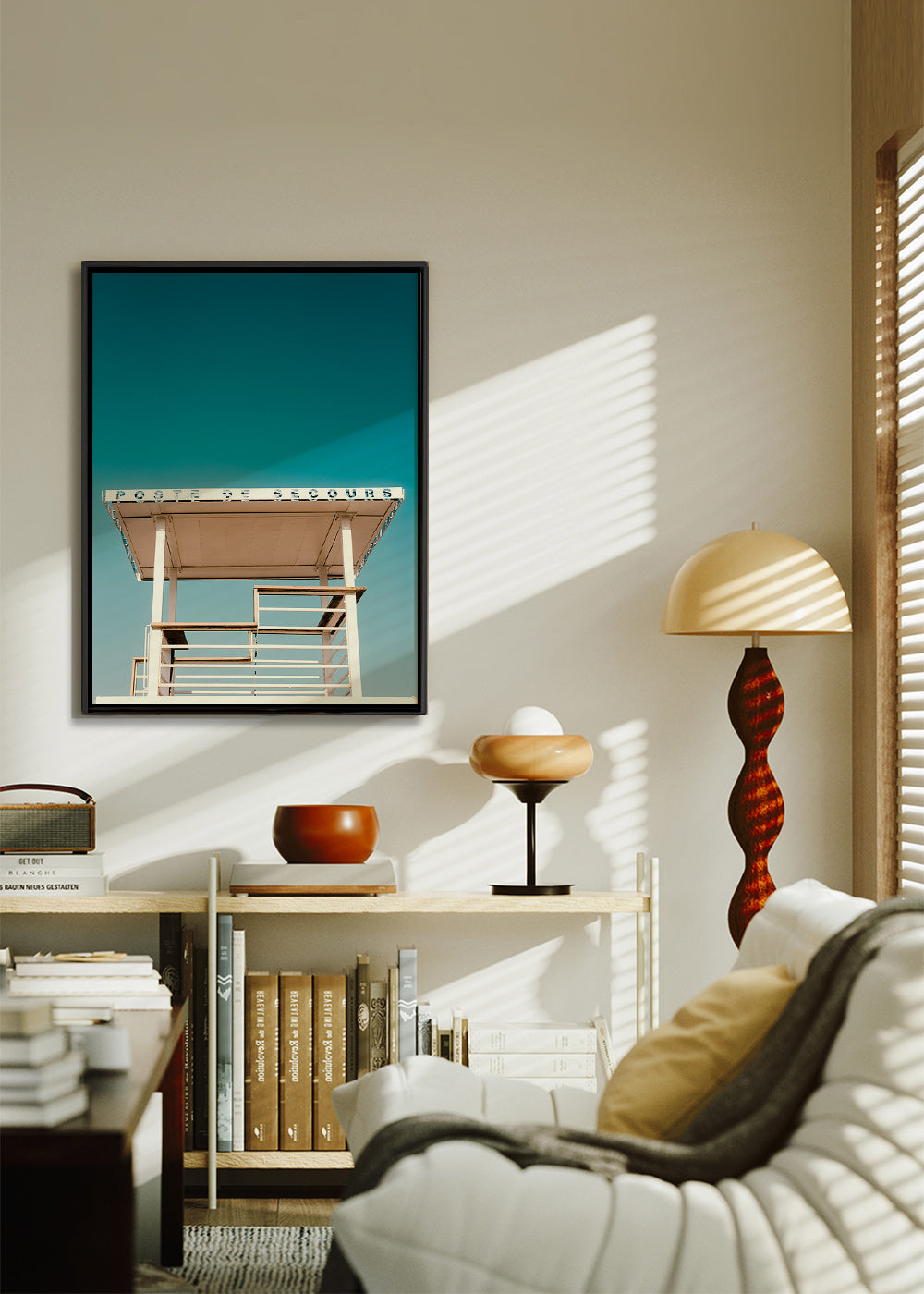 Fotografi af redningspost mod blå himmel – Canvas1