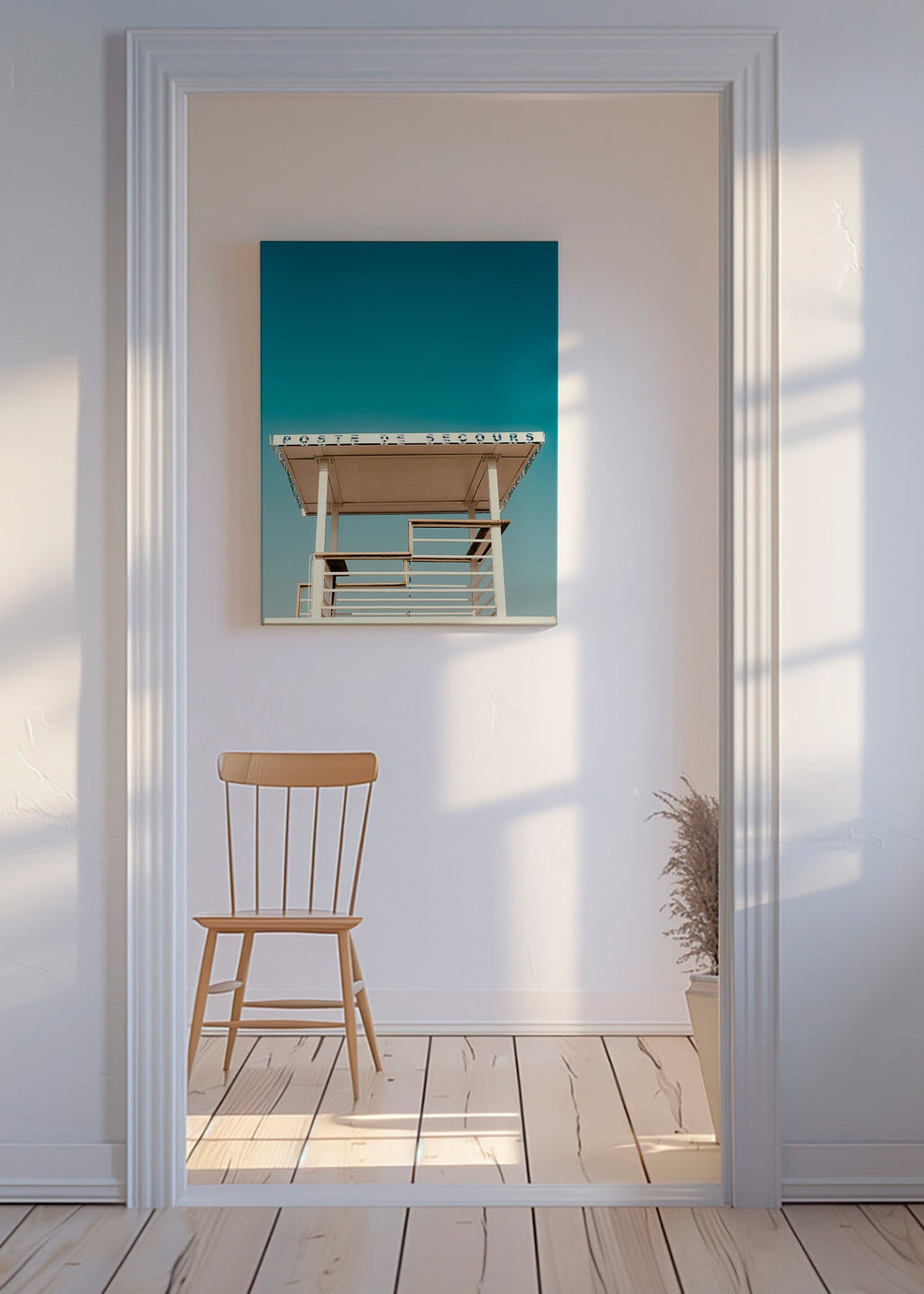 Fotografi af redningspost mod blå himmel – Canvas