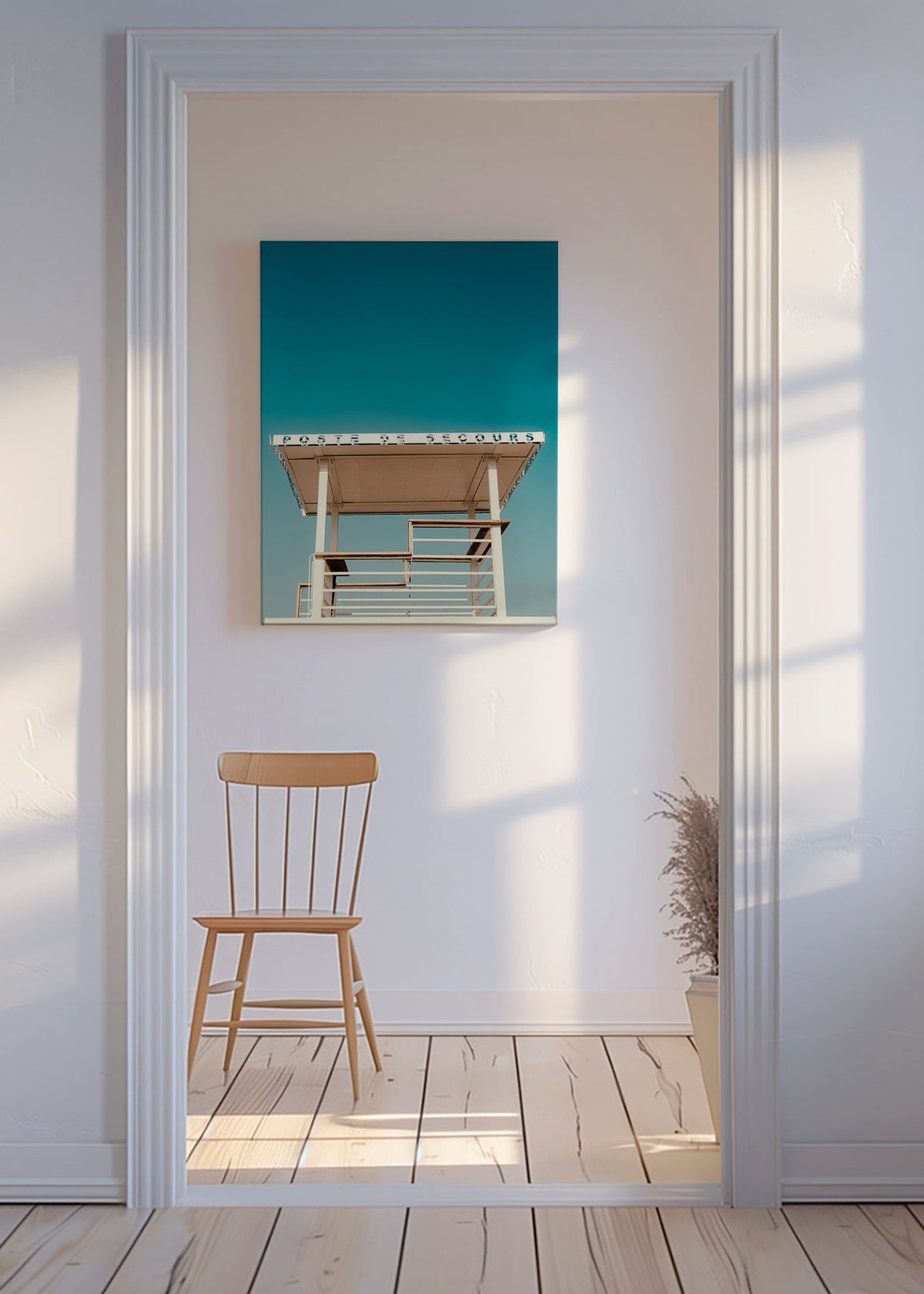 Fotografi af redningspost mod blå himmel – Canvas