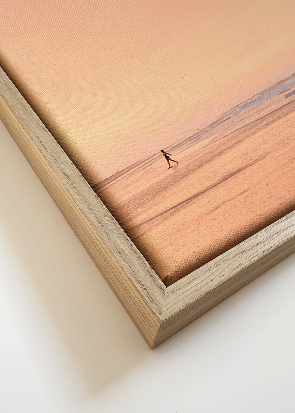 Landskabskunst: pastelstrand ved solopgang – Canvas detail