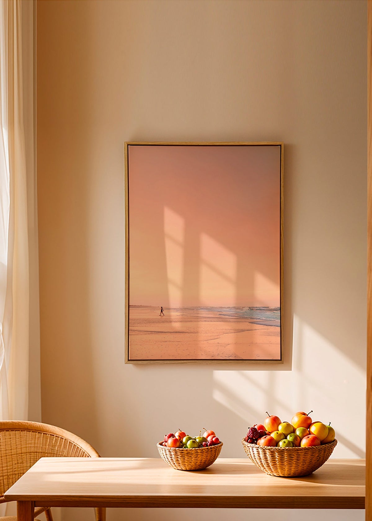 Landskabskunst: pastelstrand ved solopgang – Canvas1