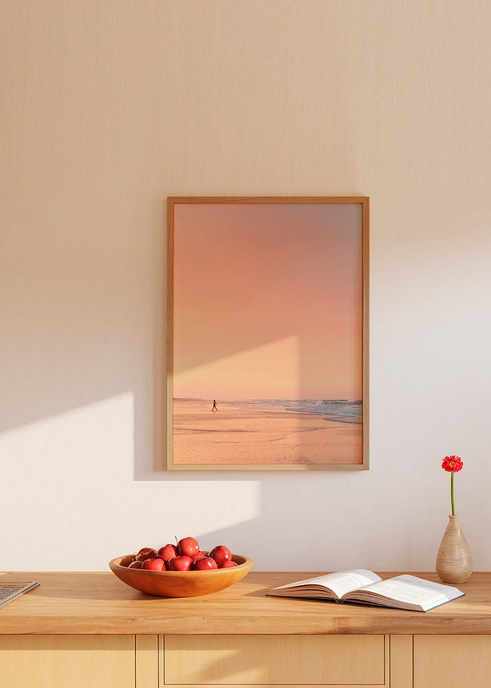 Landskabskunst: pastelstrand ved solopgang – Product1